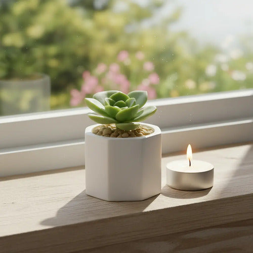 Macetas De Yeso Octogonal Souvenir Velas Deco Home Suculenta