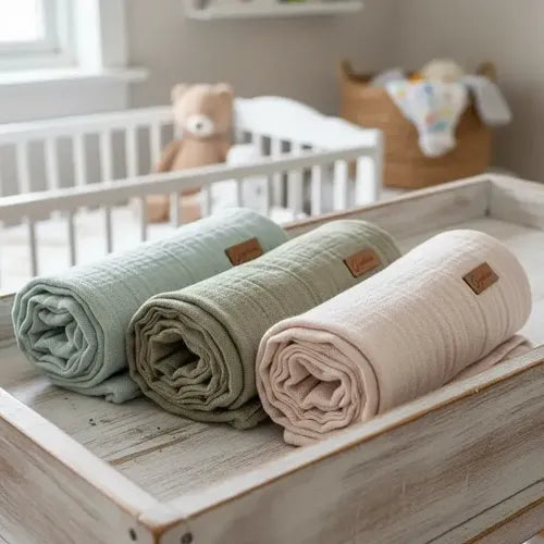 Kit x3 Muselinas de Gasa 100% Algodón para Bebé Blanco Gris Perla y Celeste · 17516 · foto 03
