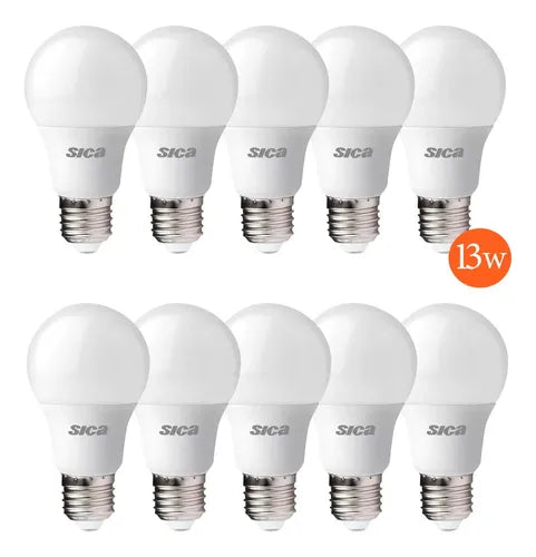 Lampara Led Sica 911590,911591 13 W A60 E27 Luz Dia 13w Pack X 10 Color De La Luz Blanco Cálido