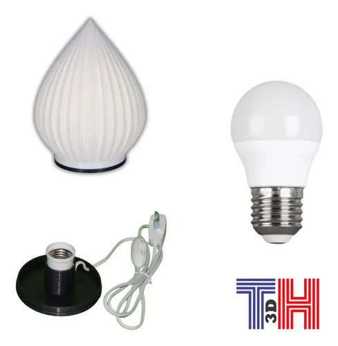 Lámpara Velador Led Moderno Nórdico Impresion 3d Cónico Th3d