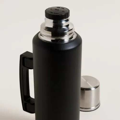 Termo Camping Acero Inoxidable Asa Abatible 1,5 Lts Negro
