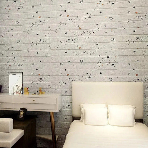 Pared Decorativa 3d Out Ladrillo X10u Blanco Con Estrellas