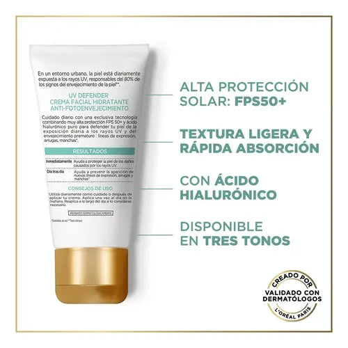 Protector Solar Facial L'Oréal Paris UV Defender Antibrillo FPS50+ sin Color X40ml · 17621 · foto 06