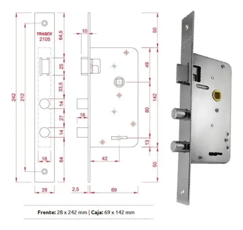 Cerradura De Seguridad Trabex 2105 Reforzada Original
