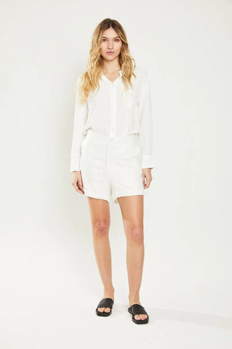 Short Sastrero Tiro Medio Lino Ruedo Koxis Mujer Off White S
