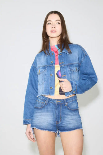 Short Jean Square Cher Mix De Mujer Algodón Azul 28