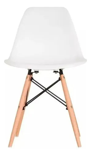 Set X 6 Silla Eames Comedor Diseño Moderno Madera Nordica Plástico Blanco