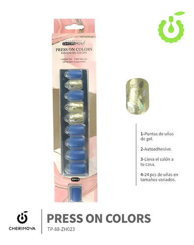 Press On Tips Autoadhesivo Cuadradas Cherimoya 30u Zh023