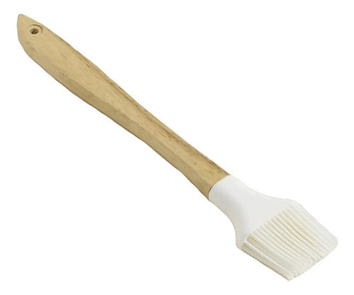 Pincel De Silicona Slm Mango Madera Crema 30 Cm