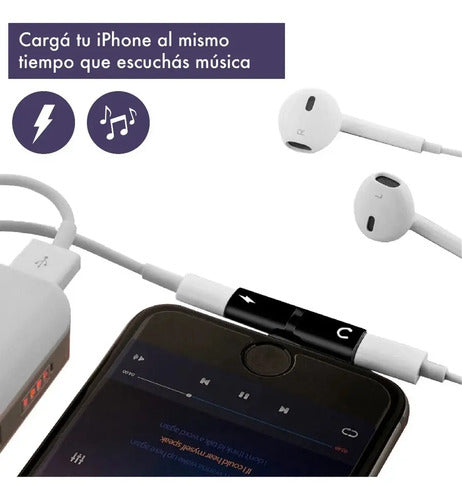 Adaptador 2 En 1 Splitter Carga Audio Para iPad iPhone Premi