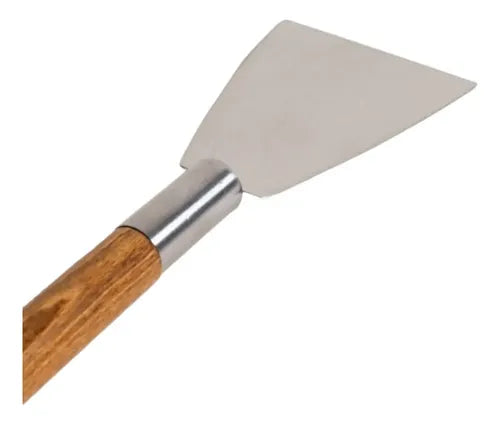 Espatula De Cocina De Acero Inoxidable Y Madera Acacia Color Plateado