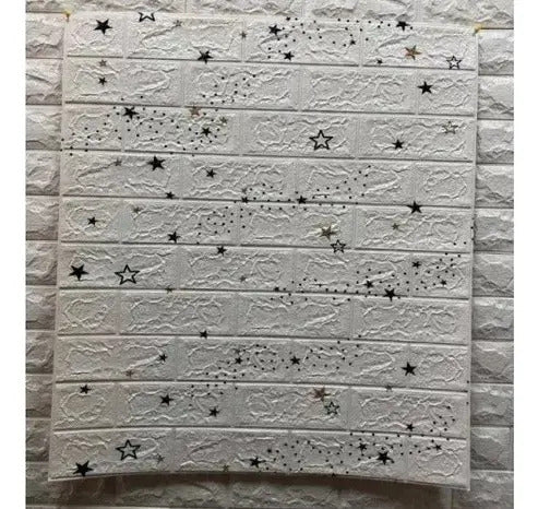 Pared Decorativa 3d Out Ladrillo X10u Blanco Con Estrellas