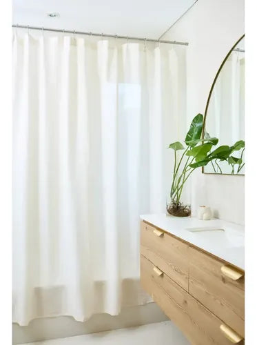 Cortina de Baño Tela Gasa Tusor 100% Algodón Gris Liso · 15902 · foto 02