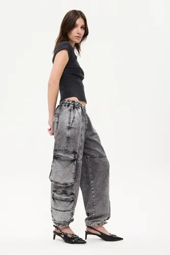 Babucha Cargo Acid Negro Cher Mix De Mujer Algodón Negro 26