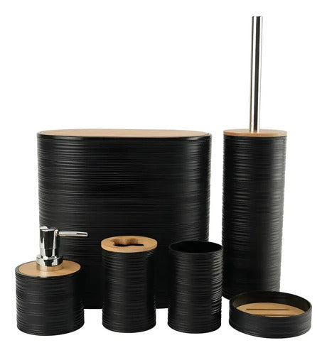 Set Baño Accesorios Juego 6 Piezas Bambu 5003 Negro · 19239 · foto 01