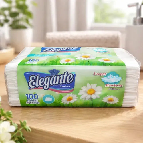 Pañuelos Triple Hoja Descartables Absorbentes Elegante X100u