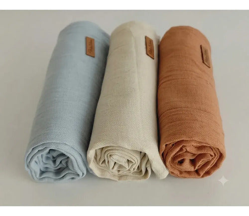 Kit x3 Muselinas de Gasa 100% Algodón para Bebé Blanco Gris Perla y Celeste · 17516 · foto 07