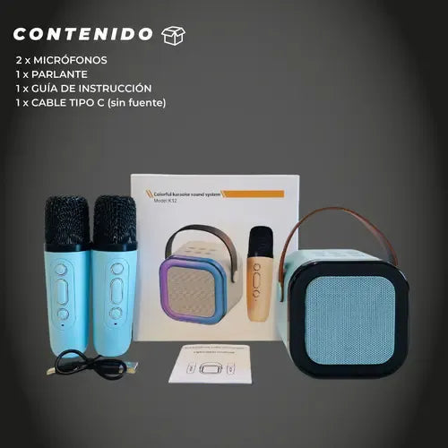 Parlante Karaoke Mti Rgb K12 Portátil 10w Inalámbrico Celeste