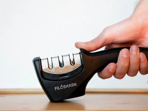 Afilador De Cuchillos Profesional 3 En 1 Filoshark 105 Negro