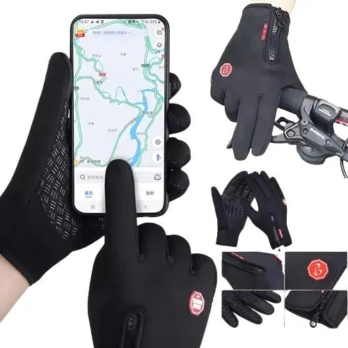 Guantes Moto Invierno Hkxy Táctiles Resistentes Agua Viento