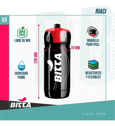 Caramañola Bitta Riaci 750 Ml para Bicicleta Negro y Gris · 16770 · foto 04
