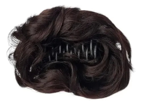 Rodete con Broche de Pelo Sintético Opaco Castaño Oscuro · 17215 · foto 05