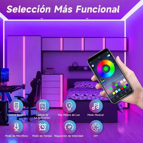 Tira Led Neon Rgb 5m Inteligente Bluetooth App Control Remot