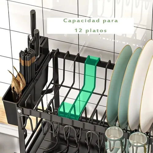 Escurridor Platos Secaplatos Acero Inoxidable Cocina 2 Pisos