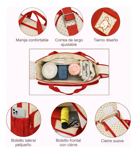 Set Mochila Maternal 5 en 1 con Organizador y Cambiador para Bebé Rojo · 18244 · foto 06