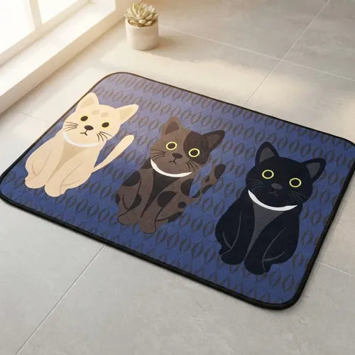 Alfombra Antihumedad Antideslizante 40x60cm Diseño 3 Gatitos Azul · 15848 · foto 03
