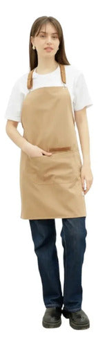 Delantal Maderero Deco Cruzado Gabardina Camel Cruzado