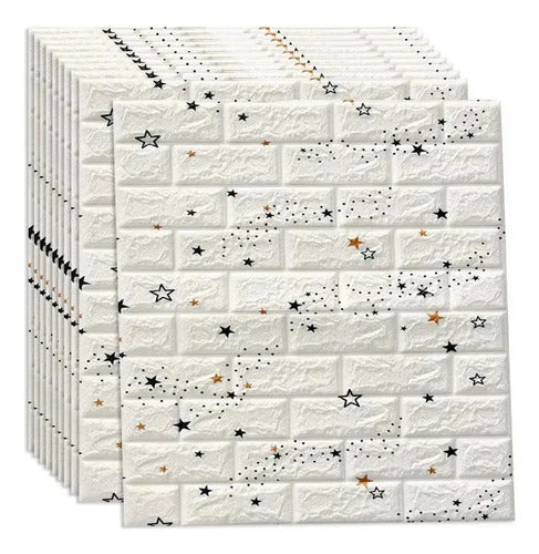 Pared Decorativa 3d Out Ladrillo X10u Blanco Con Estrellas