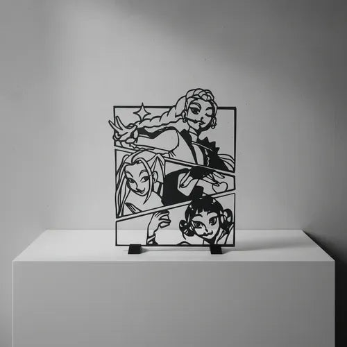 Kpop Rumi Zoey Mira Souvenirs + Soporte Arte Negro Perlado