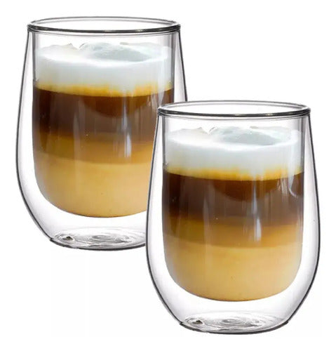 Vaso Vidrio Doble Café Capuccino 200cc S Transparente