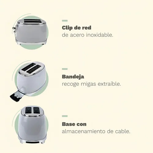 Tostadora Eléctrica Homk Gris 3 Funciones 6 Niveles 2 Panes