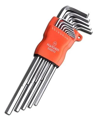 Juego De Llaves Allen 13pzas Pulgada Harden 540613 Largas Naranja
