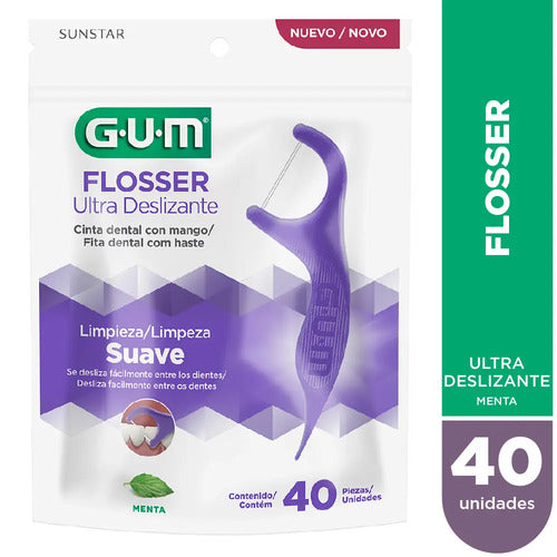 Flosser Dental Gum Ultra Deslizante 40u Violeta