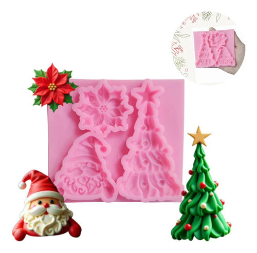 Molde Silicona Arbol Navidad Papa Noel Pasteleria Fondant Po Aleatorio