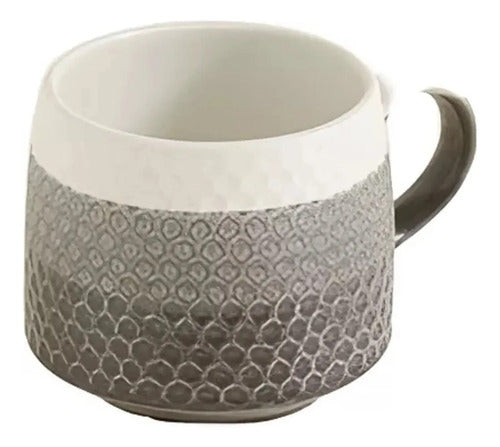 Tazon Tramado Degradé Gris 600ml Cerámica