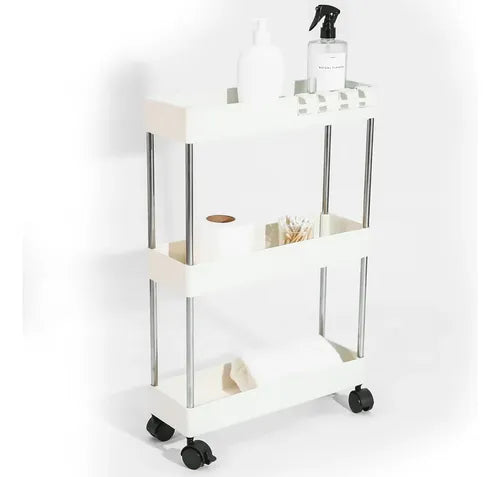 Carrito Organizador Estantes Cocina Alacena Lbs Con Ruedas Blanco