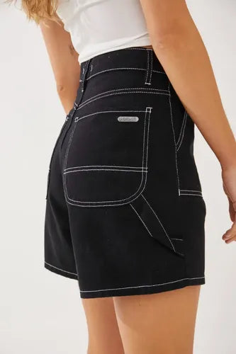 Short De Jean Tiro Alto Gabardina Cargo Rimmel Negro Xs