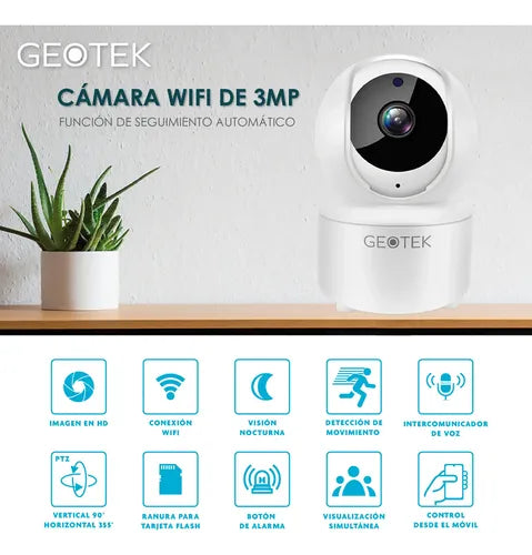 Kit 3 Camaras Seguridad Geotek 2mp Wifi Nocturna N4 360