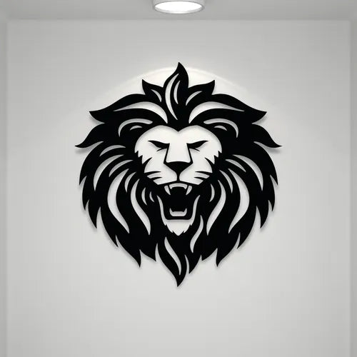 Cuadro Decorativo León Calado Negro 30x30 Cm Negro