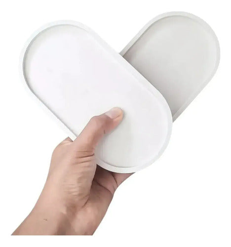 Bandeja de Yeso Ovalada Decorativa para Vela o Suculenta Pack x 10 Blanco · 15783 · foto 05