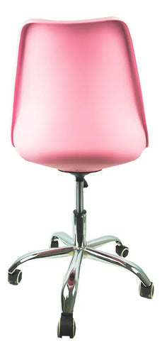 Silla De Escritorio Oficina Tulip Ruedas Giratoria Alpina Color Rosa Material Del Tapizado Cuero Sintético