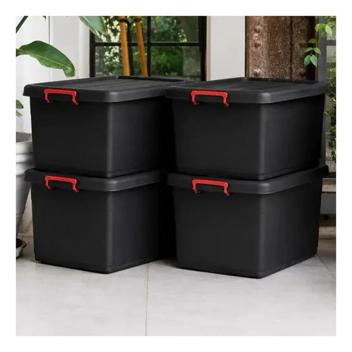 Caja Organizadora Heavy Box Apilable Reforzada Negra X4 Negro Liso · 2560 · foto 01