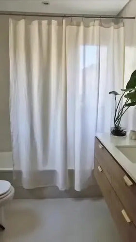 Cortina de Baño Tela Gasa Tusor 100% Algodón Gris Liso · 15902 · foto 03