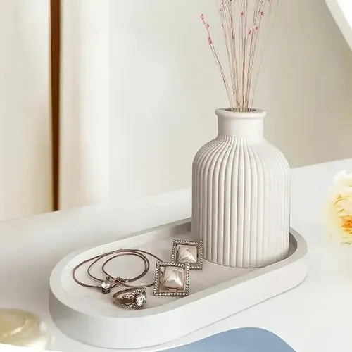 Bandeja de Yeso Ovalada Decorativa para Vela o Suculenta Pack x 10 Blanco · 15783 · foto 10