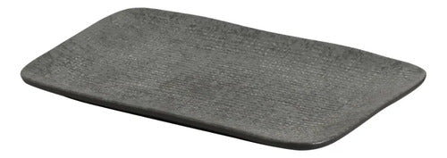Fuente Rectangular X4 Cerámica Gres Gris Piedra 27cm Gris