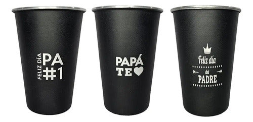 Vaso Alumínio Grabado Día Del Padre 6p Negro
